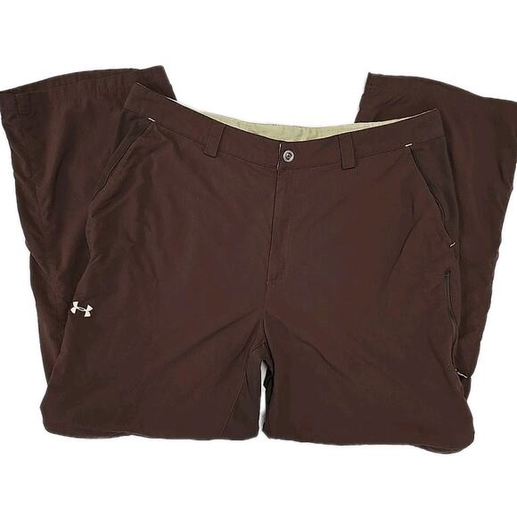 Under Armour Convertible Pants Men's 40x32 Brown Nylon Ripstop 7 Pocket Gorpcore - Picture 3 of 12